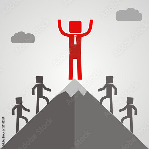 leader on a Mountain peak. Business success concept