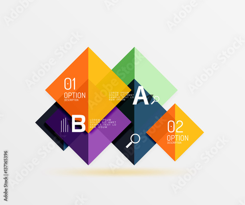 Overlapping square infographics