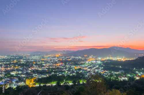 Cityscape view of Phuket town from Khao Rang hill viewpoint, Phuket, Thailand