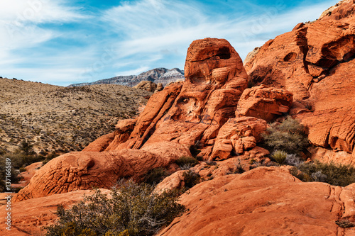 Scenic Landscape of Red Rocks at Red Rock Canyon, southern Nevada, USA