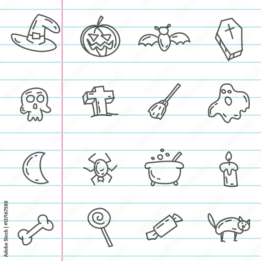 Cartoon funny halloween doodles. Hand drawn objects and symbols. Vector illustration for backgrounds, web design, design elements, textile prints, covers, greeting cards. Cartoon funny halloween doodles. Hand drawn objects and symbols. Vector illustration for backgrounds, web design, design elements, textile prints, covers, greeting cards.