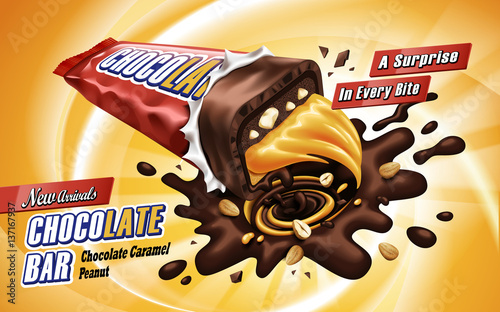 caramel chocolate bar ad