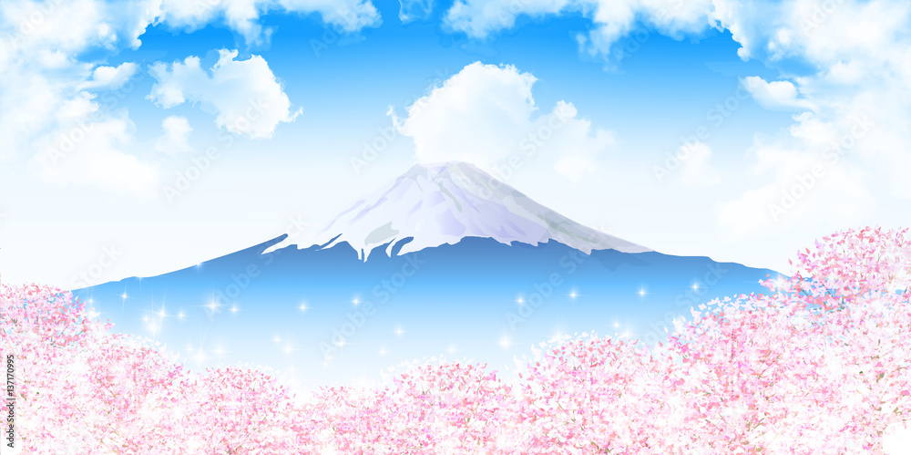 Fototapeta premium 桜 春 富士山 背景