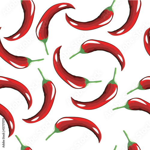 Seamless pattern of hot red pepper