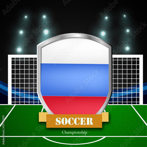 Illustration of Russia flag participating in soccer tournament