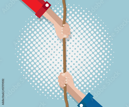 hand pulling rope with half tone background
