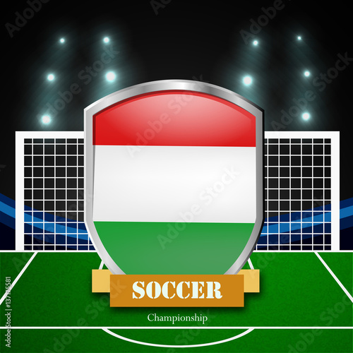 Illustration of Hungary flag participating in soccer tournament