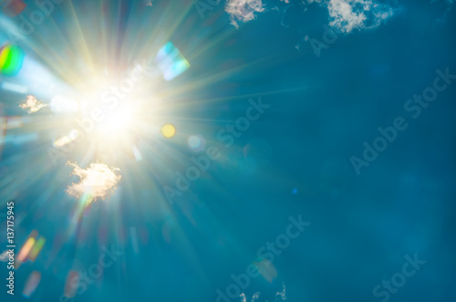 sun in the blue sky, closeup, natural background