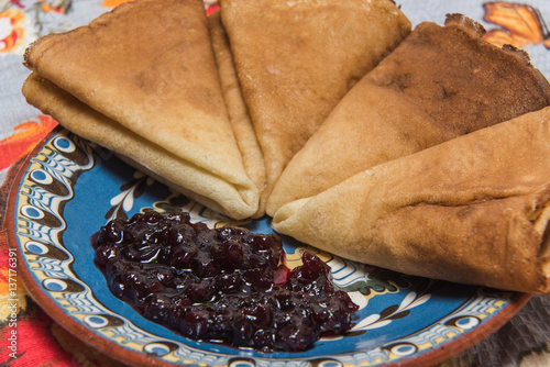 Buttercakes traditional for Russian pancake week photo