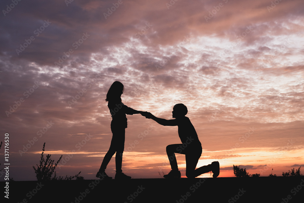 Silhouette of couple in love Silhouette of couple in love
