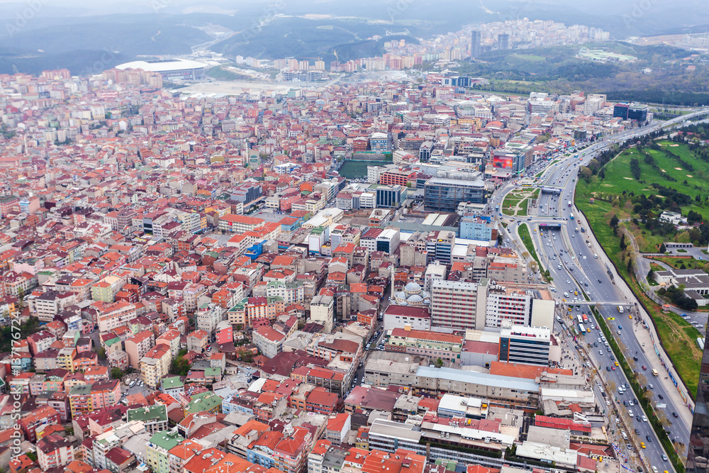 Obraz premium Istanbul aerial view. Panorama of modern part of the city.