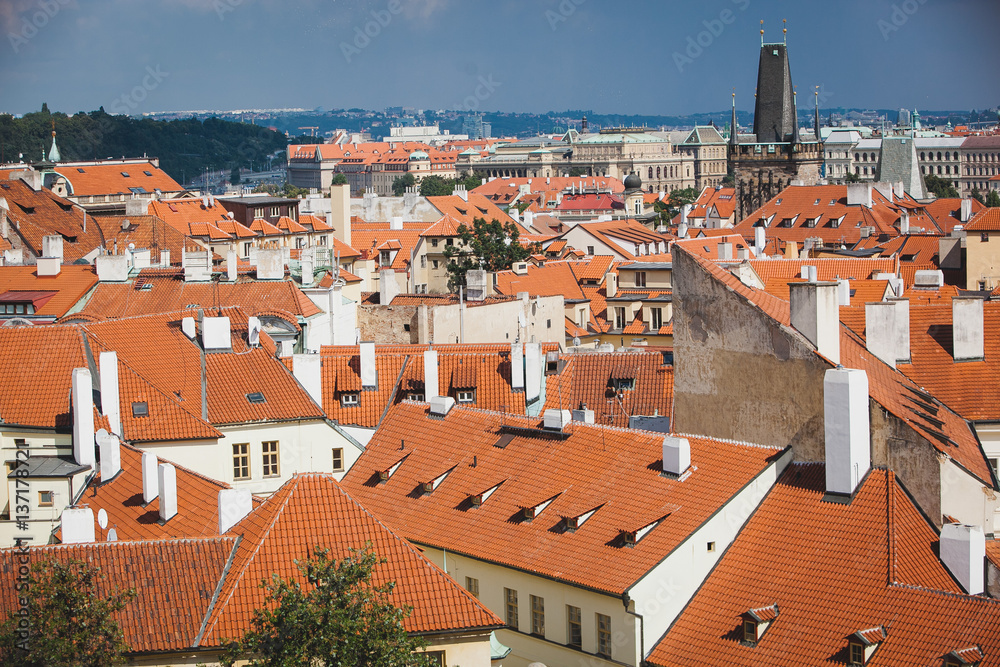 Old tiled roofs. Prague. Czech republic