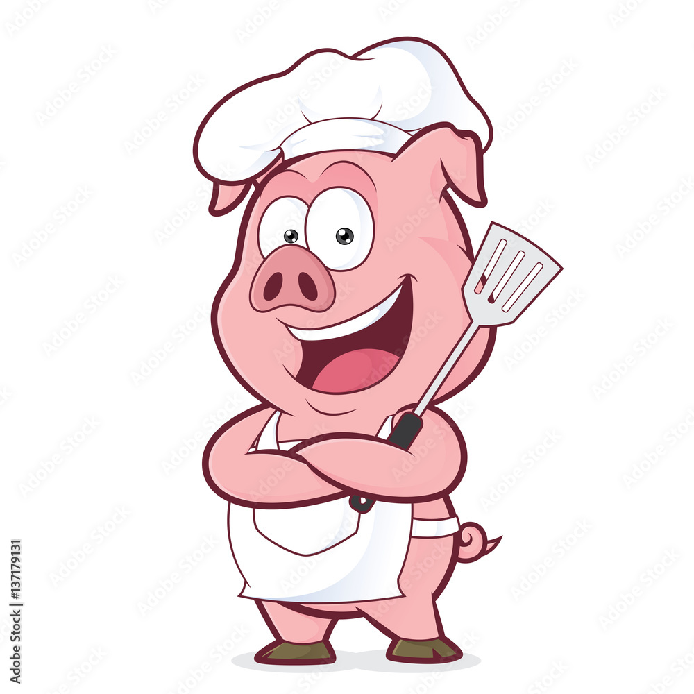 Pig chef holding a spatula Pig chef holding a spatula