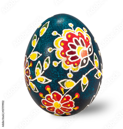 Hand painted easter egg isolated in white background with clipping path