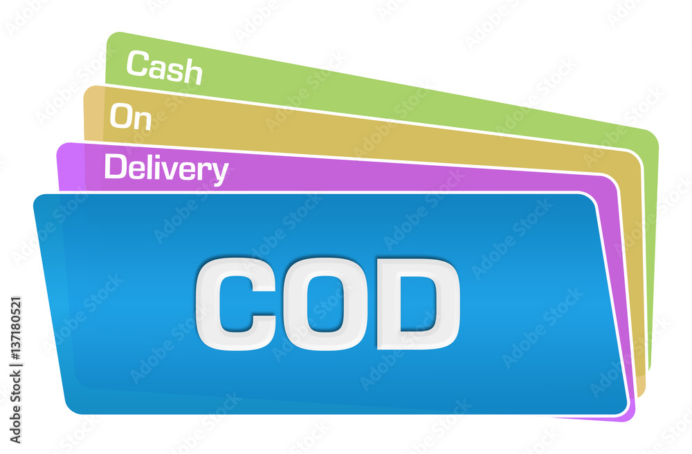 COD - Cash On Delivery Text Colorful Squares Stack COD - Cash On Delivery Text Colorful Squares Stack