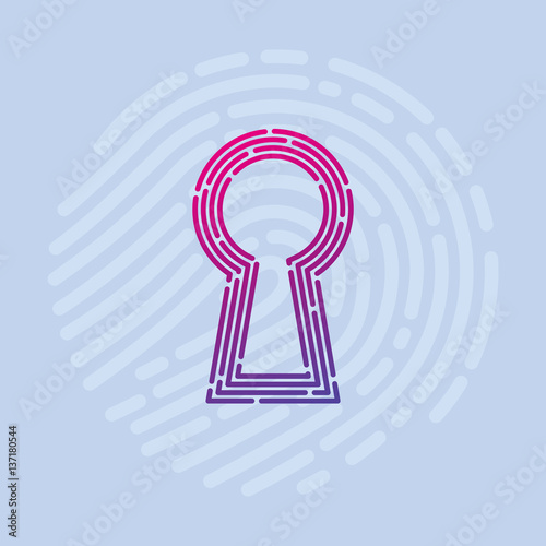 Vector icon security logo padlock keyhole network fingerprint