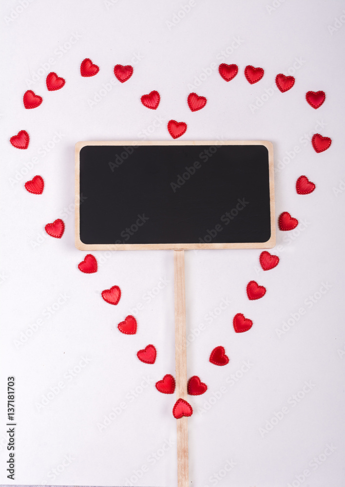 Red heart with message on white background