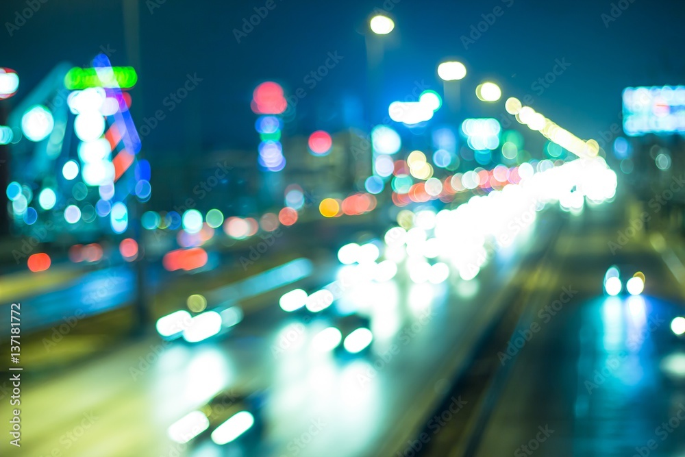 light blurred of light car abstract background / beautiful background of the night city