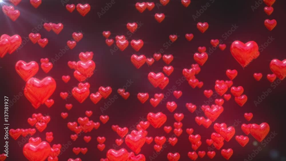 Envol de coeurs fond noir