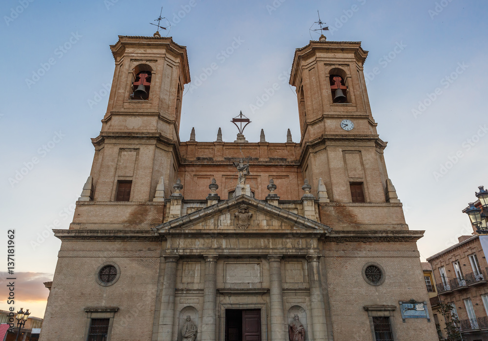 Obraz premium Front view of a beautiful church of the population of Santa Fe, Spain