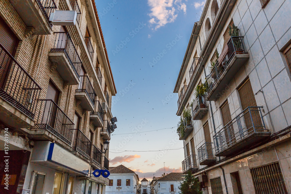 Obraz premium Widok ulicy w miejscowości Santa Fe, Granada, Hiszpania