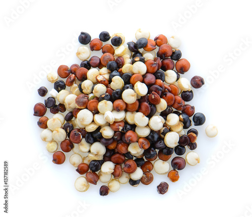 Quinoa seeds on white background