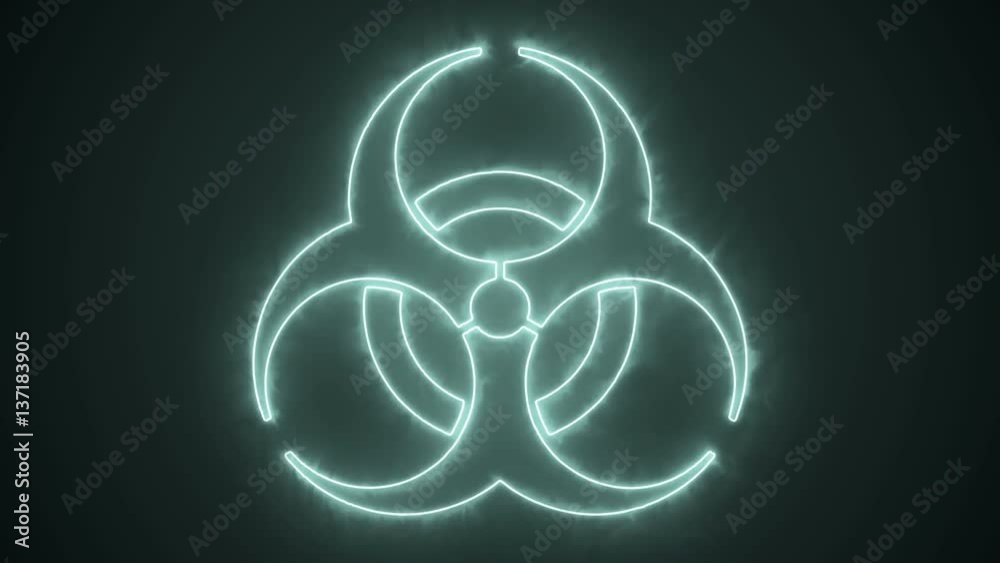 Biohazard Sign with a smoke / glow effect, slowly zoom in and out
