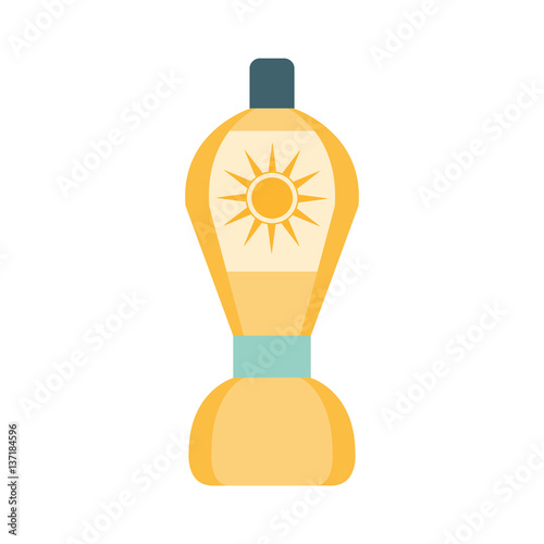 After Sun Lotion Cosmetic Product In Yellow Bottle, Part Of Summer Beach Vacation Series Of Illustrations