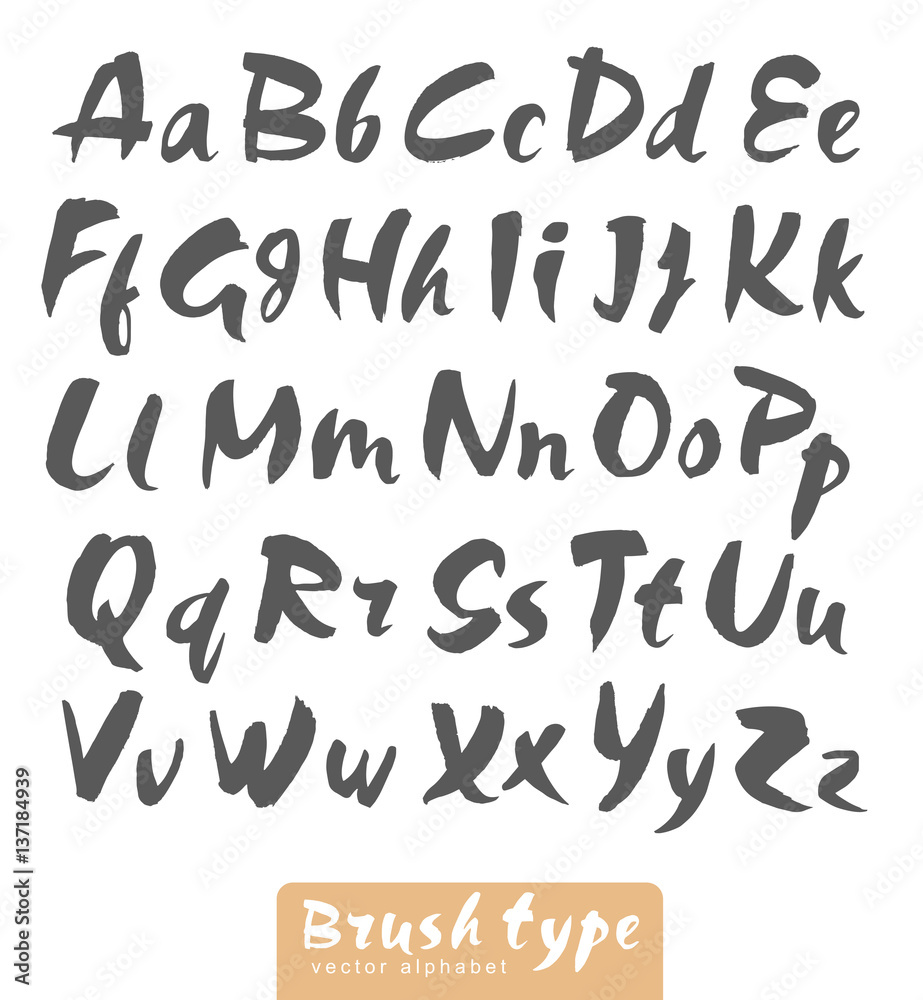 Vector Brush type alphabet watercolor