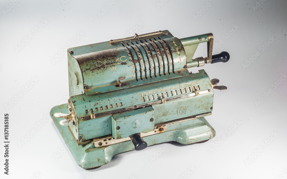 Old soviet mechanical calculator adding machine Old soviet mechanical calculator adding machine