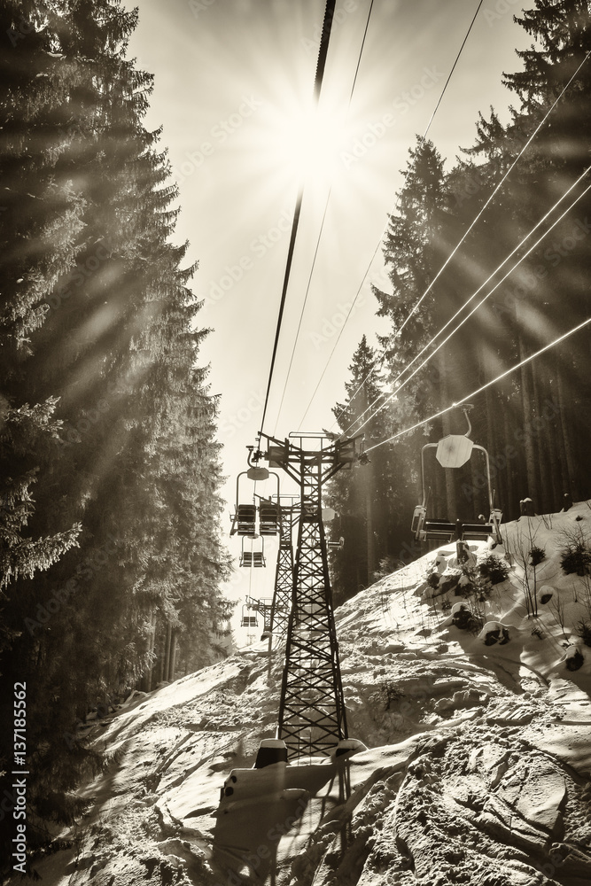 Fototapeta premium ski lift chair