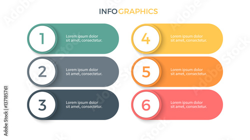 Business infographics. Presentation with 6 steps, options. Vector elements.