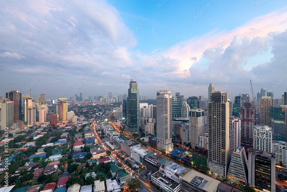 Makati City Skyline,  Manila, Philippines.