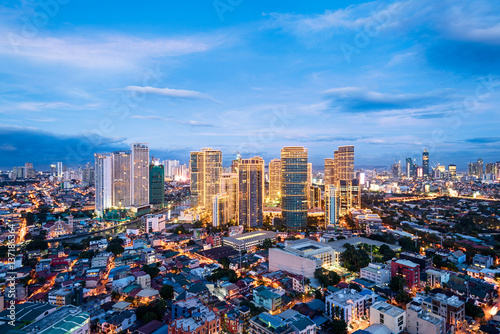 Makati City Skyline at night. Manila, Philippines. photo