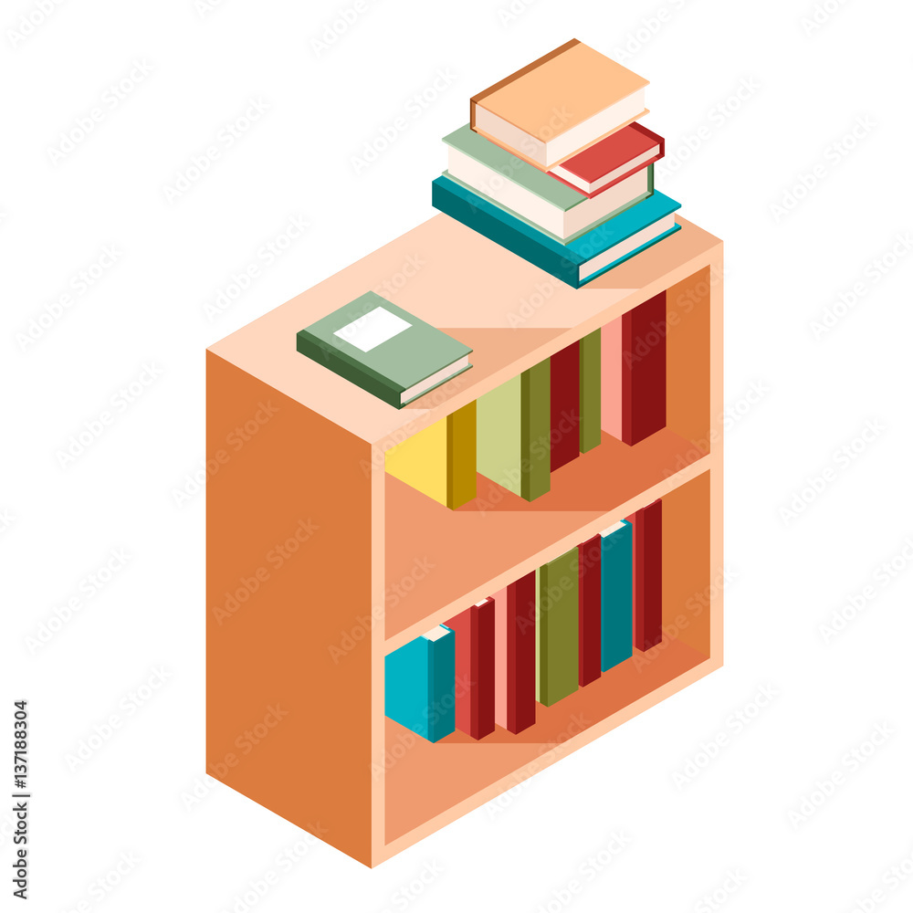 Book shelves isometric icon Book shelves isometric icon