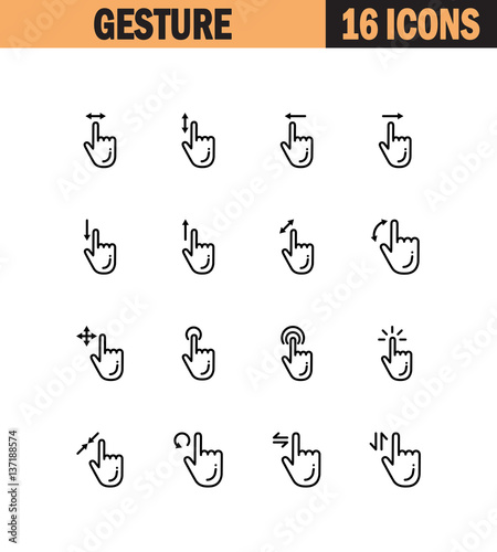 Touch screen gestures icon set