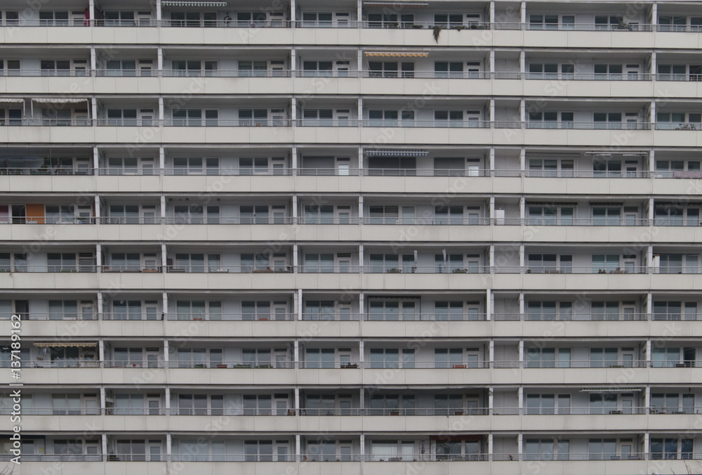 Balconies of grey building Balconies of grey building