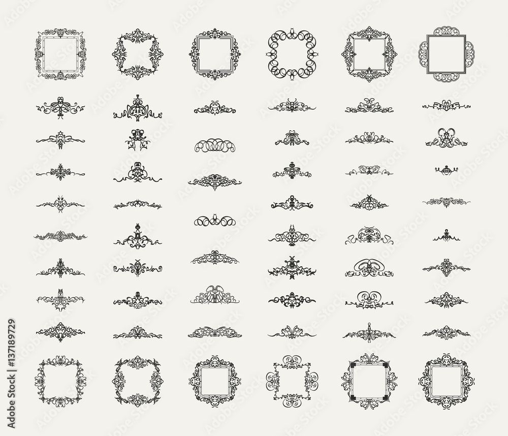 Fototapeta premium Wicker lines and old decor elements in vector.