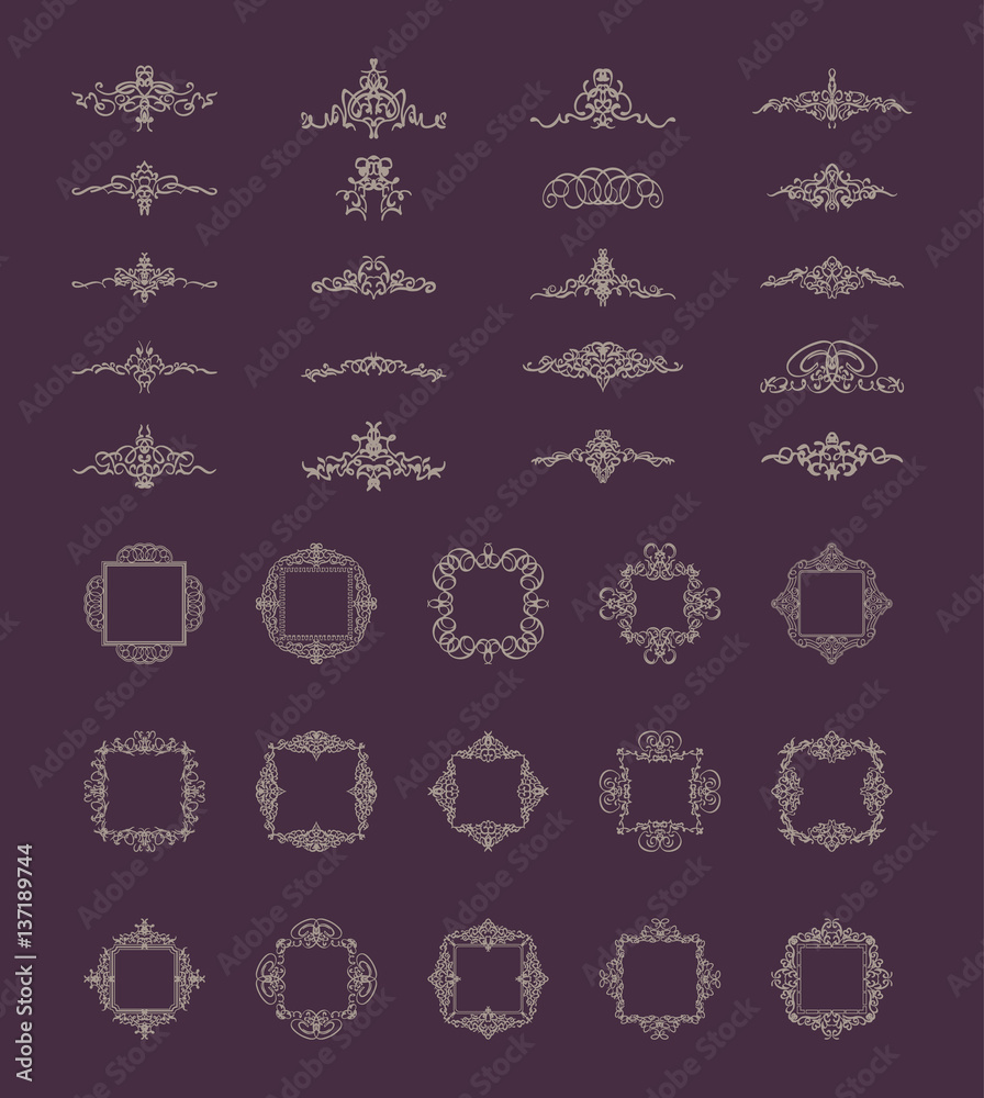 Wicker lines and old decor elements in vector. Wicker lines and old decor elements in vector.