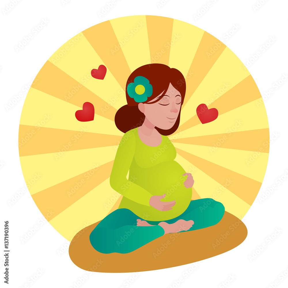 Pregnant girl meditation vector illustration Pregnant girl meditation vector illustration
