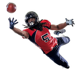one american football player man studio isolated on white background