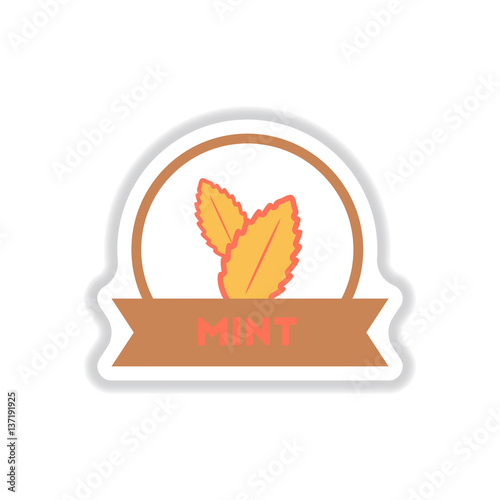 Label icon on design sticker collection kitchenware seasoning mint with ribbon