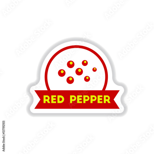 Label icon on design sticker collection kitchenware seasoning red papper with ribbon
