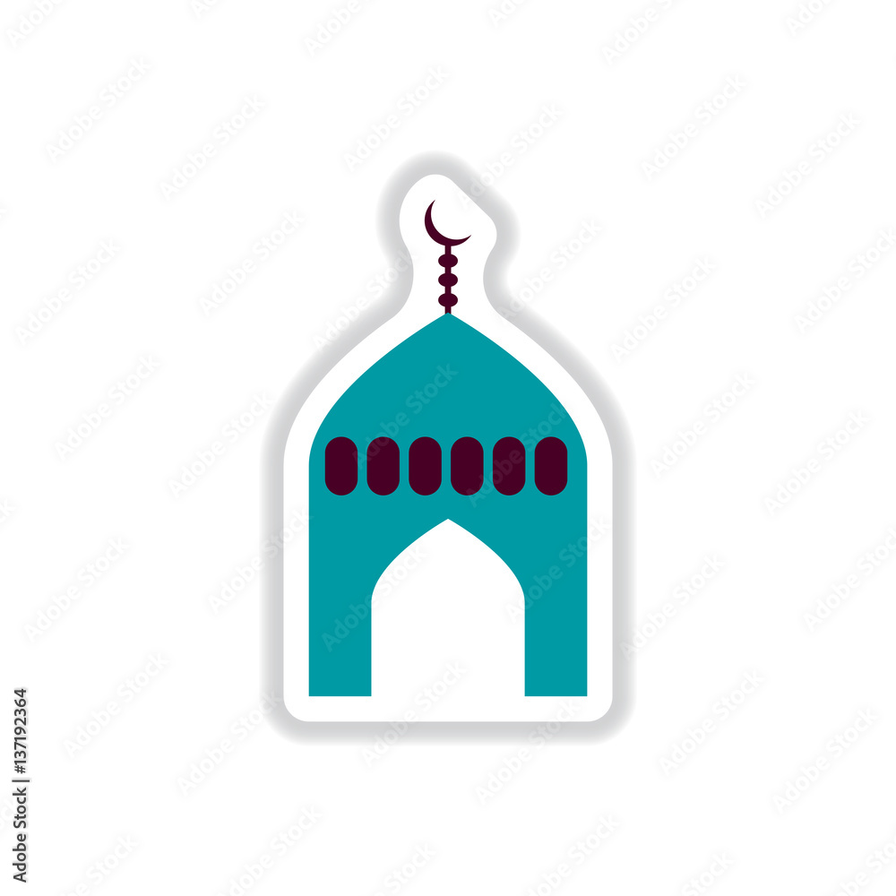 Label icon on design sticker collection Arab mosque Label icon on design sticker collection Arab mosque