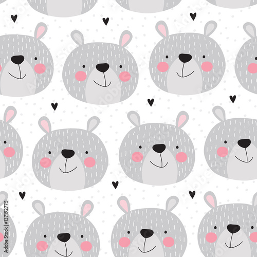 seamless teddy bear pattern vector illustration