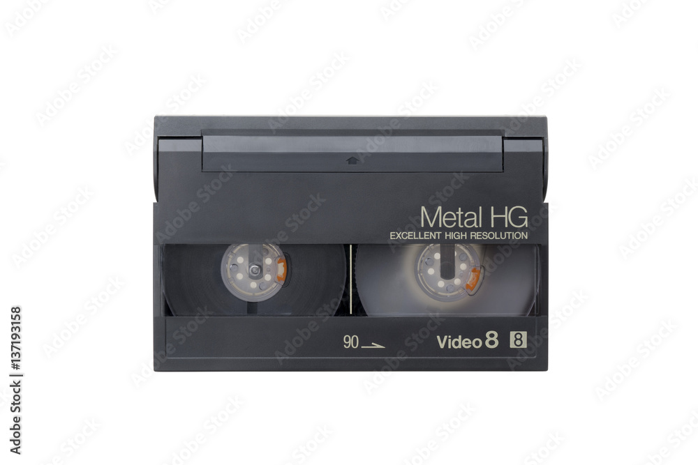 Obraz premium Video 8 cassette on a white background