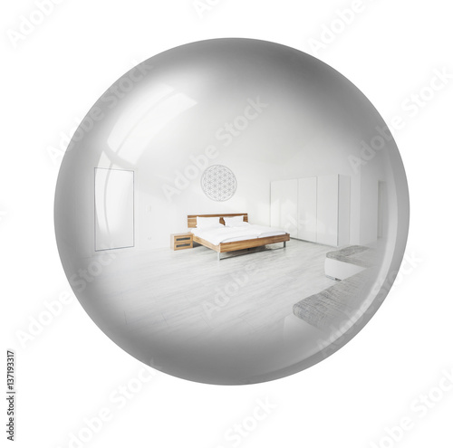 Modernes Schlafzimmer in Seifenblase