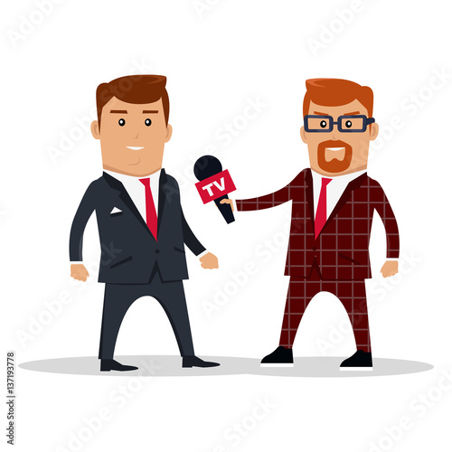 Interview on TV Concept Vector Illustration