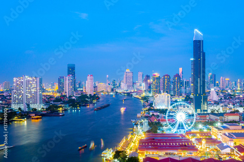 Bangkok skyline with landmark