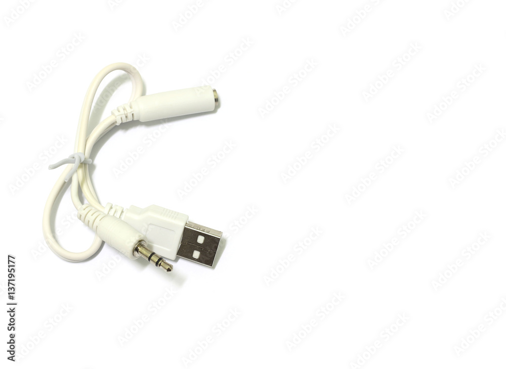 USB cable for smartphone on white background. USB cable for smartphone on white background.